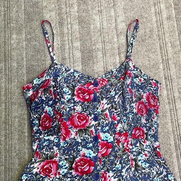 Vintage Romantic Peony Garden Floral Wide Short Romper Jumpsuit - Picture 2 of 12